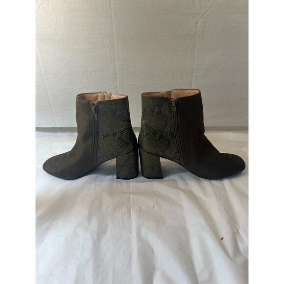 JOURNEE COLLECTION Womens Green Snakeskin Sarah Toe Block Heel Booties 8 M - Picture 4 of 15